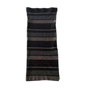 House of Harlow Black Brown metallic Striped pencil Skirt small side slit
